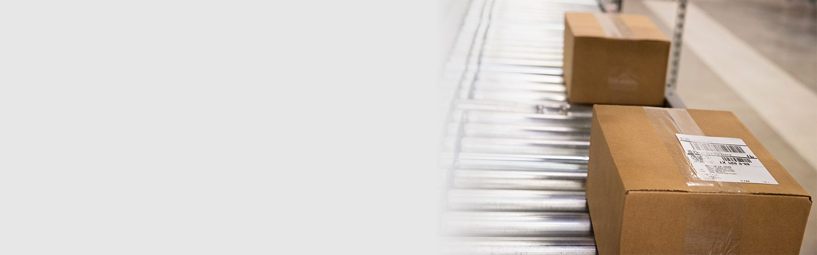 Boxes on a conveyor belt.