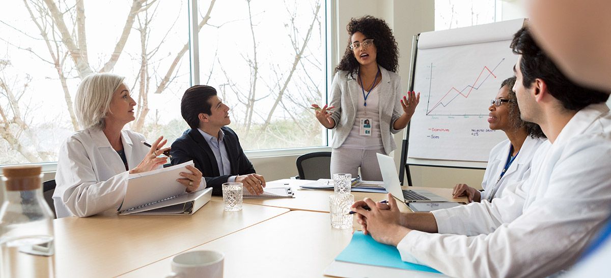 Image of doctors having a meeting in a conference room