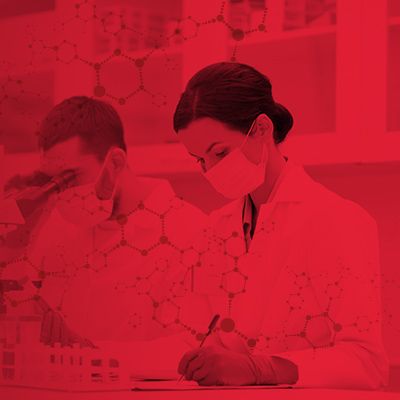 Laboratory professionals at work.
