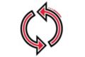 Arrows going in circles.
