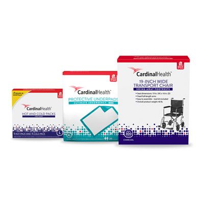 Three boxes of Cardinal Health brand products.