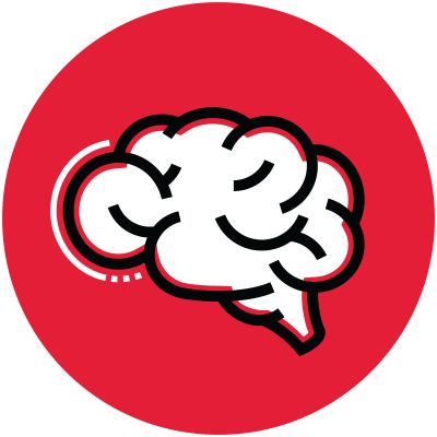 Icon illustration of a brain.