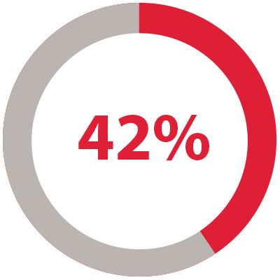 Pie chart of 42 percent.