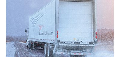 Cardinal Health truck driving in snow.