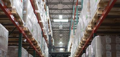 Distribution center shelves and pallets.